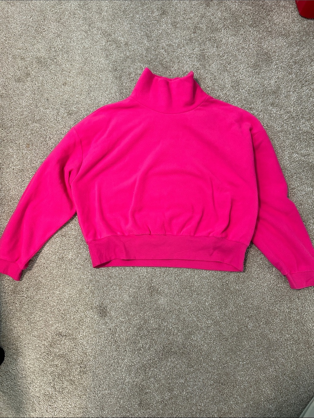 Old Navy Bright Pink Mock Neck Cropped Sweatshirt